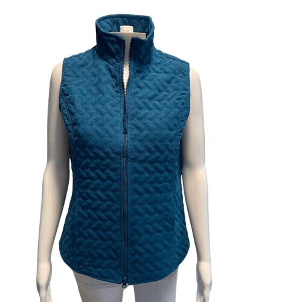 Nomadic Traders Quilted Zip Front Vest Peacock Blue Lightweight Size S NWT